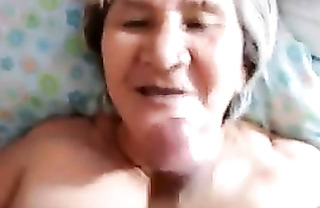 Cum on grandma's face from beloved grandson