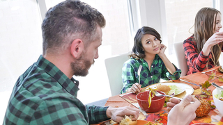 Girls are perfect incest lovers for each other's dad on Thanksgiving day