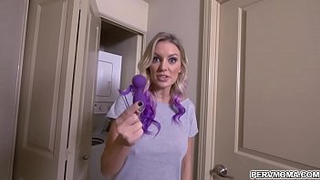 Adorable mom caught by her depraved son playing herself with his sex toy!